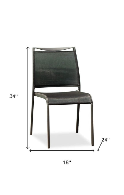 Set of Four Gray Aluminum Dining Side Chairs