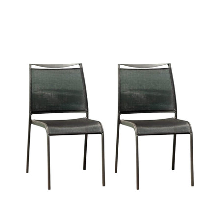 Set of Four Gray Aluminum Dining Side Chairs