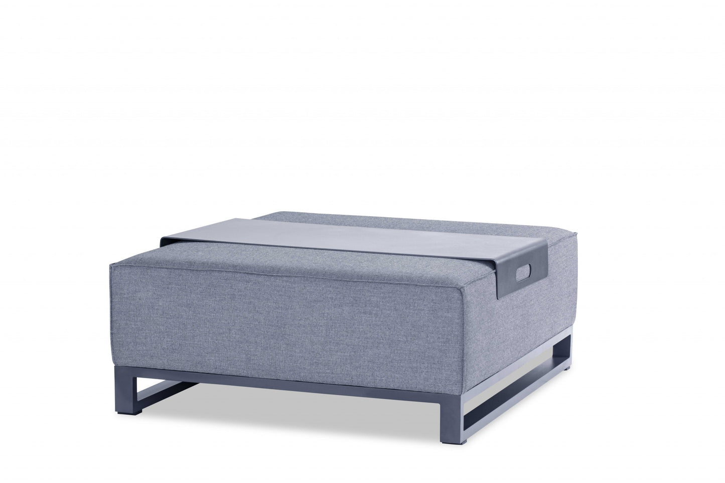 40" Gray Linen Cocktail Ottoman