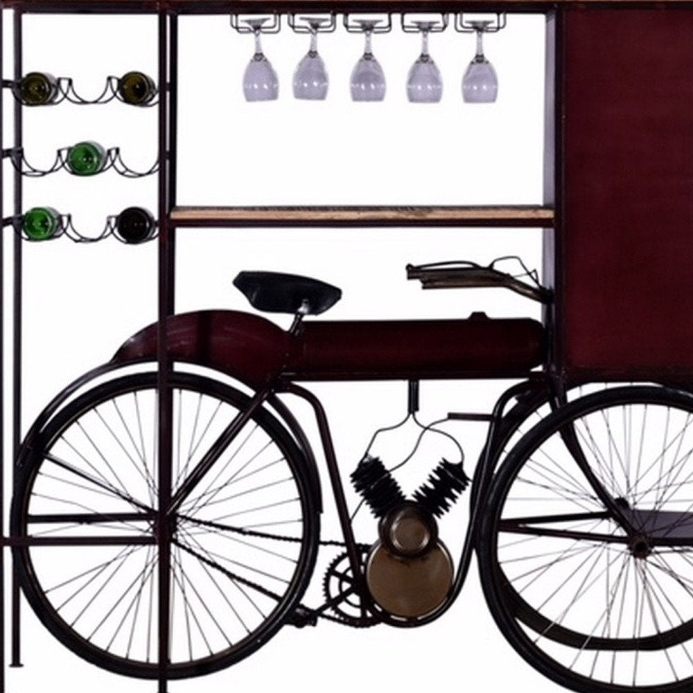 17" Black Solid Wood and Iron Rolling Kitchen Cart