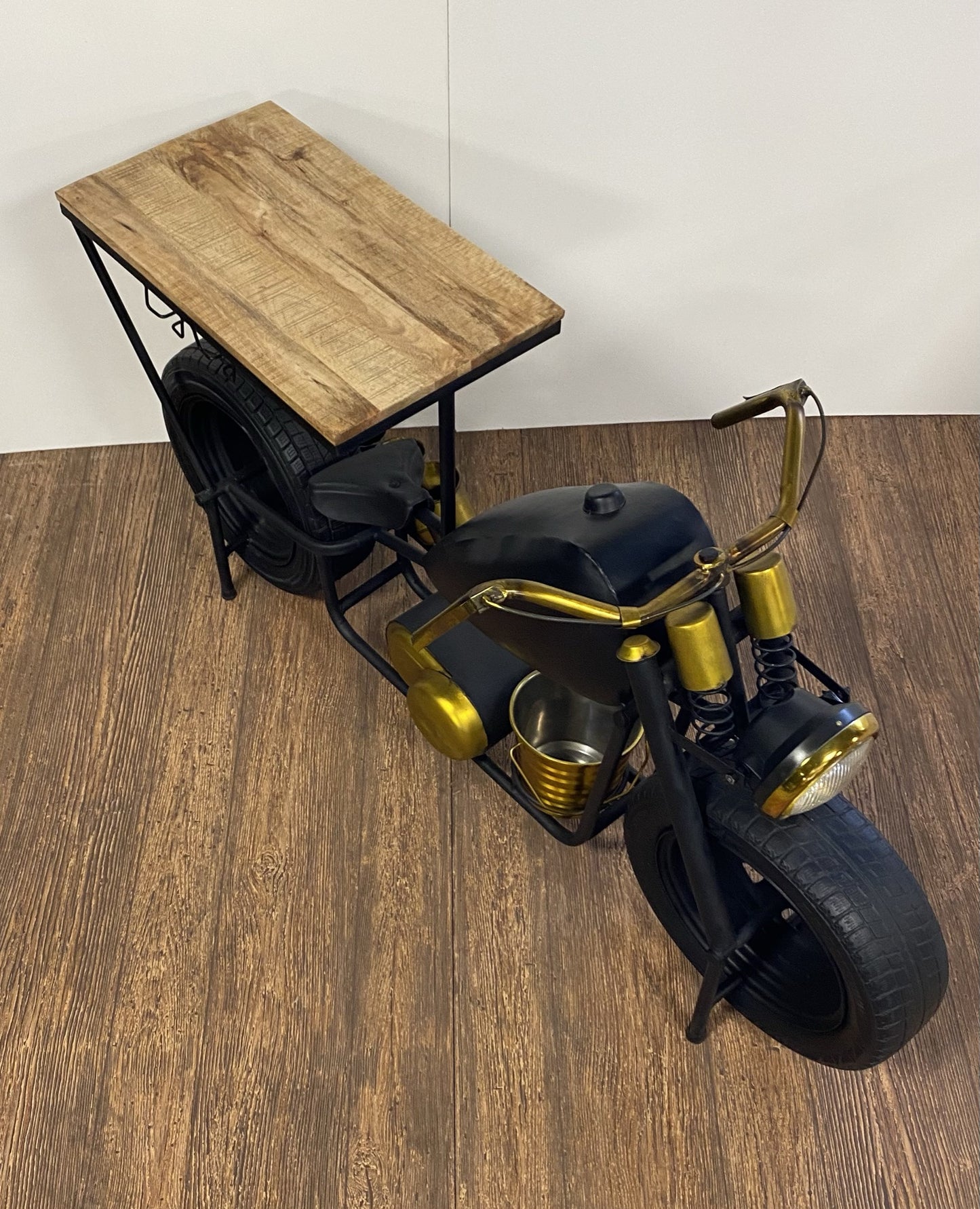 Black and Gold Metal and Wood Bar Cart With Wine Storage