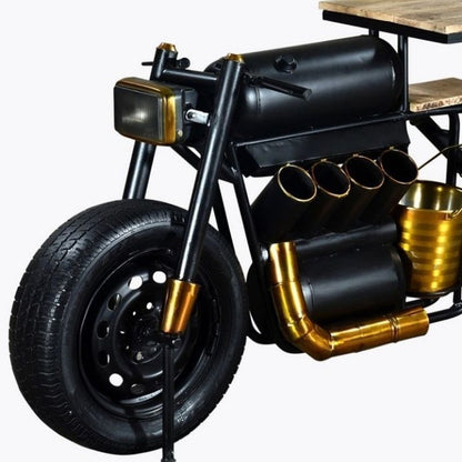 17" Black Solid Wood and Iron Rolling Kitchen Cart