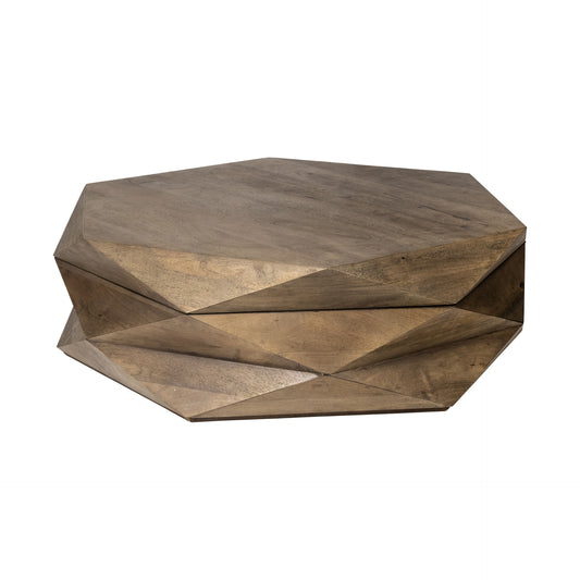 48" Brown Solid And Manufactured Wood Hexagon Coffee Table