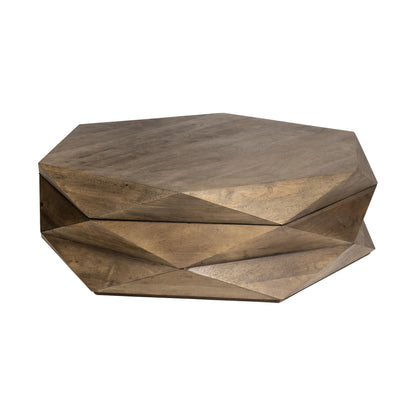 48" Brown Solid And Manufactured Wood Hexagon Coffee Table