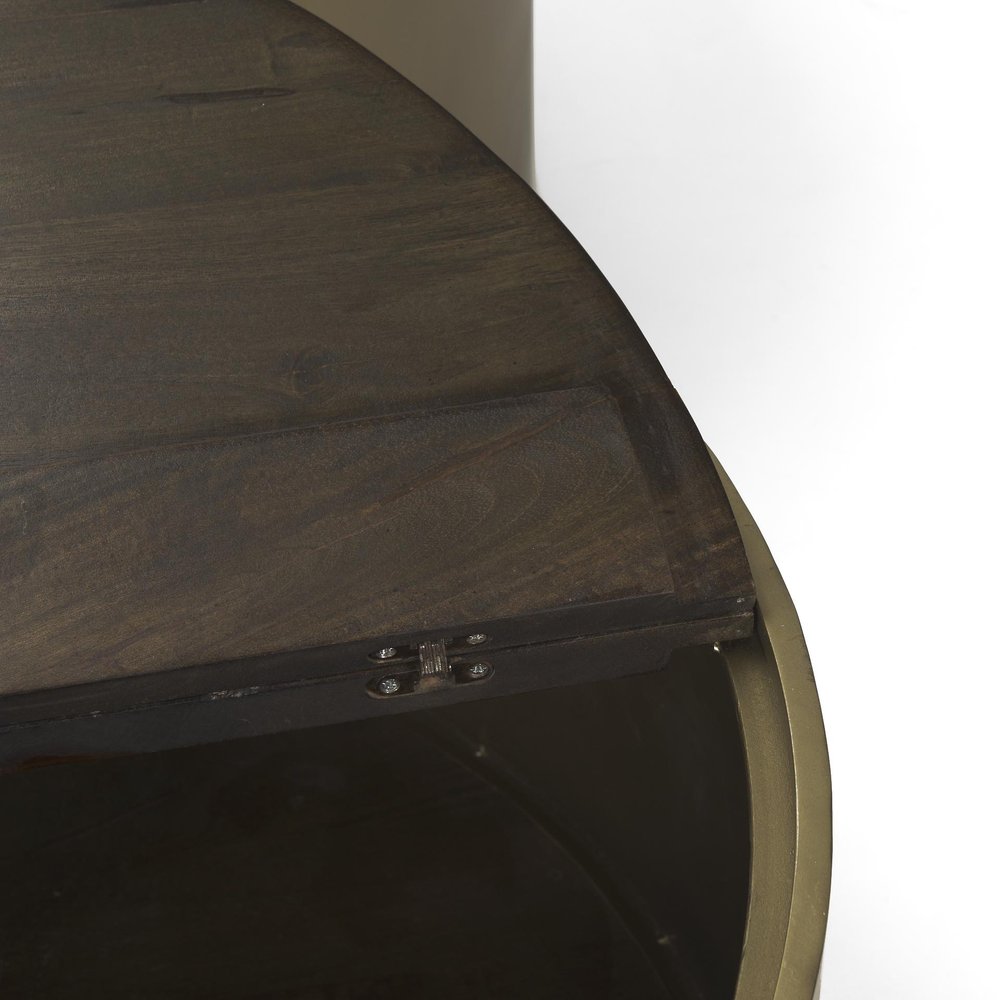 Brown Wood Round Nested Coffee Tables