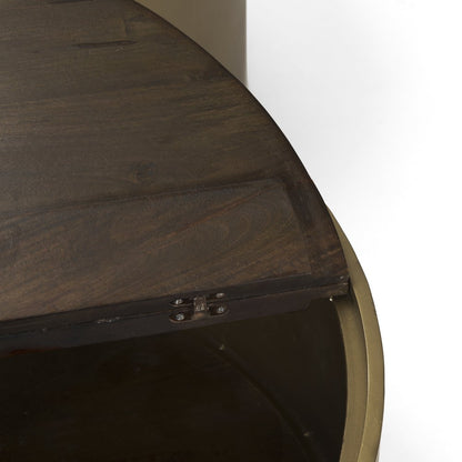 Brown Wood Round Nested Coffee Tables
