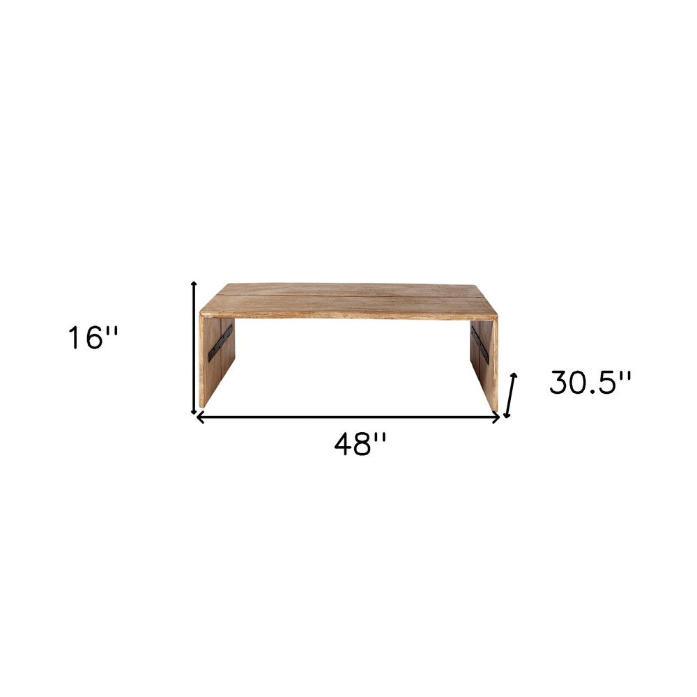 48" Brown Solid Wood Coffee Table