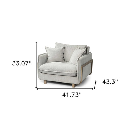 42" Gray and Brown Fabric Club Chair
