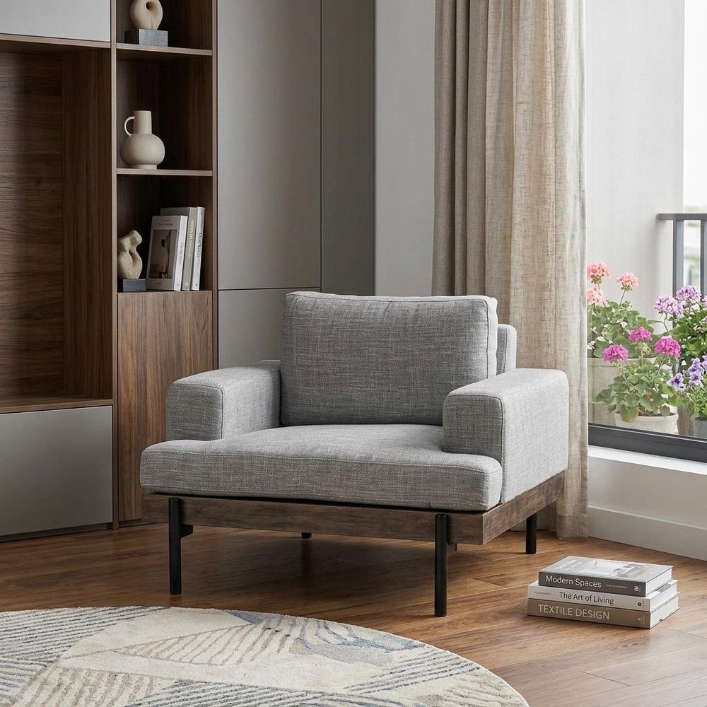 41" Gray and Black Fabric Club Chair