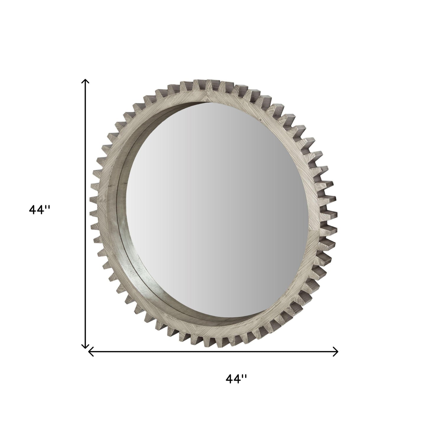 44" Round Silver Wood Frame Wall Mirror