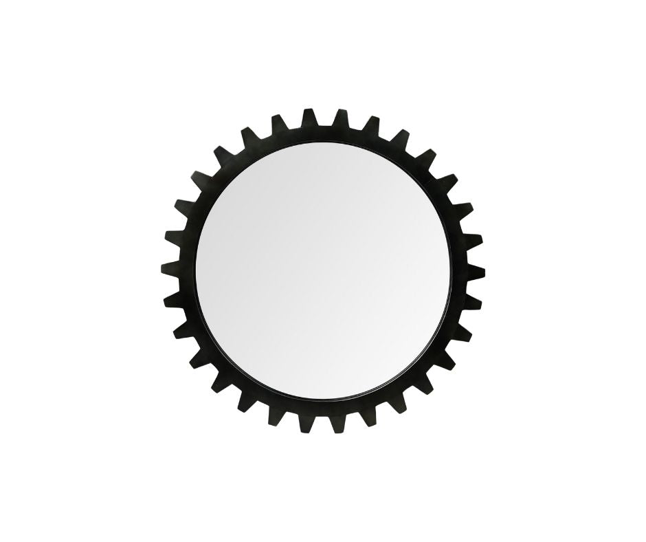 37" Round Black Metal Frame Wall Mirror