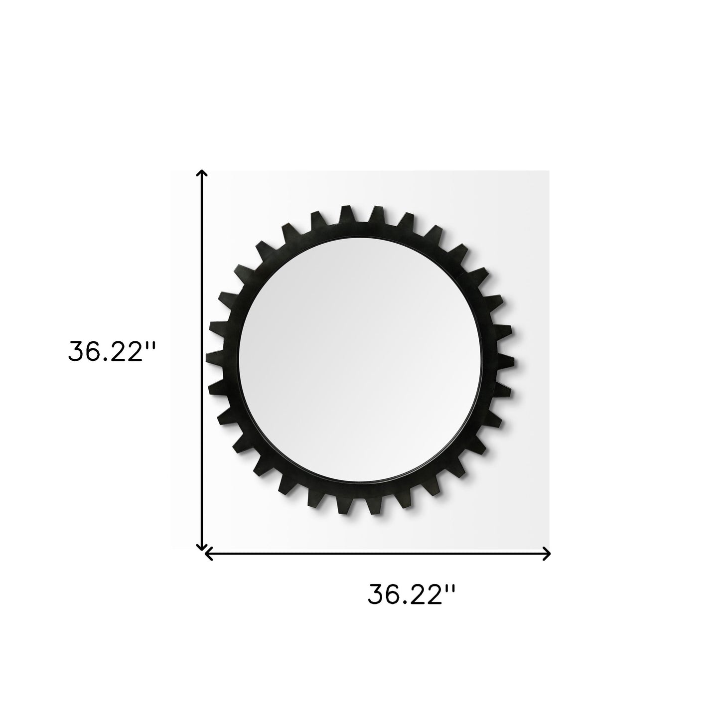 37" Round Black Metal Frame Wall Mirror