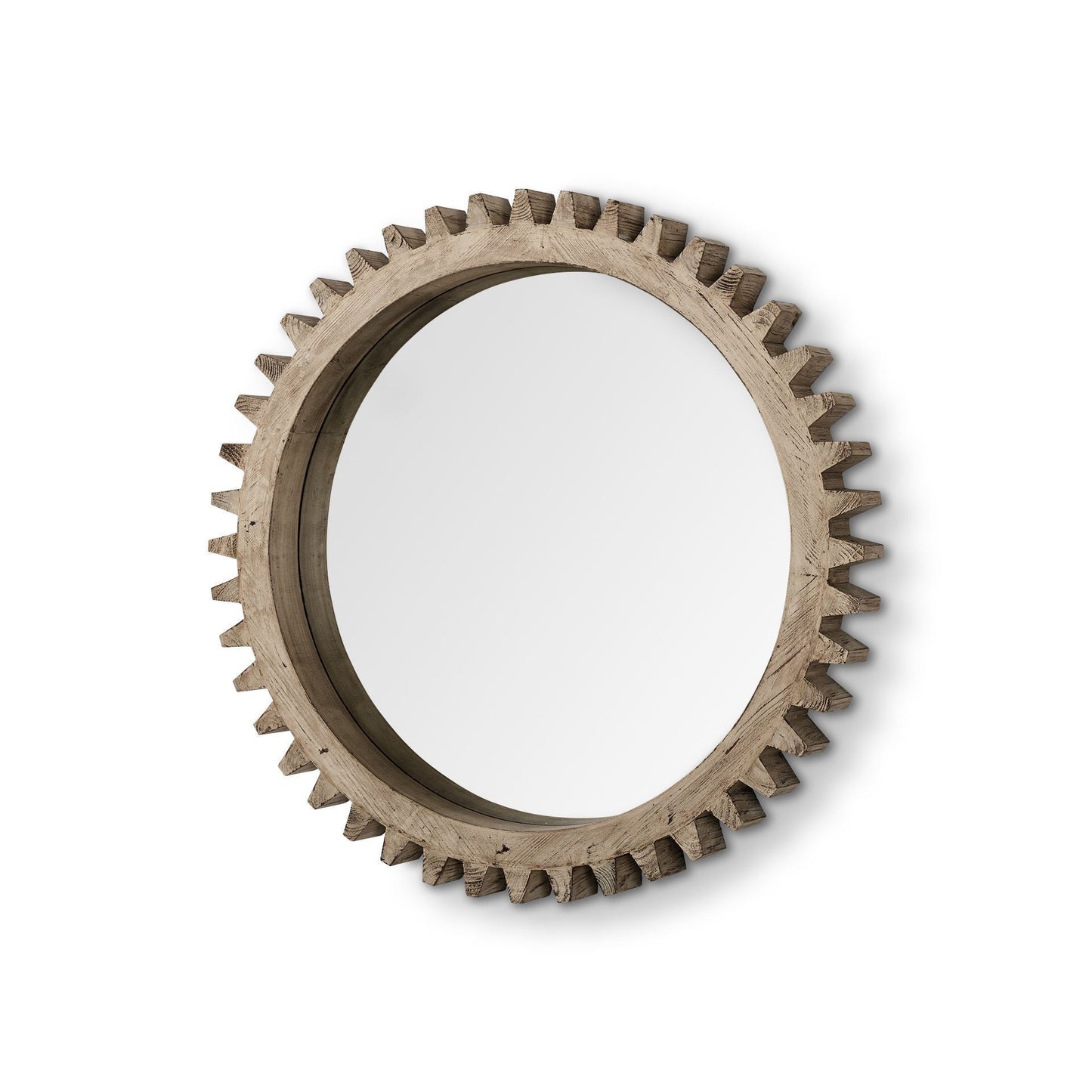 35" Brown Abstract Wood Framed Accent Mirror
