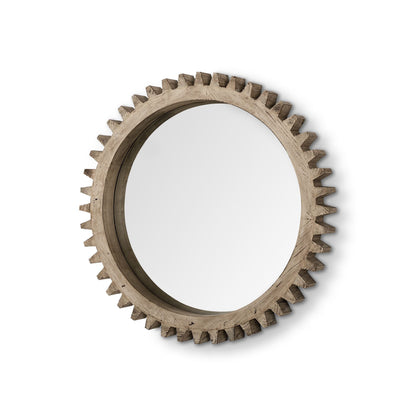 35" Brown Abstract Wood Framed Accent Mirror