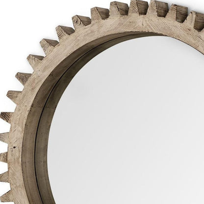 35" Brown Abstract Wood Framed Accent Mirror