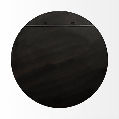 47" Round Black Metal Frame Wall Mirror