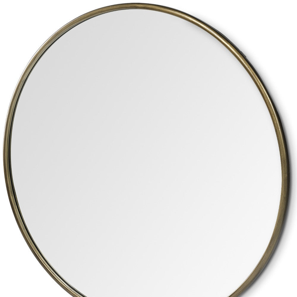 47" Round Gold Metal Frame Wall Mirror