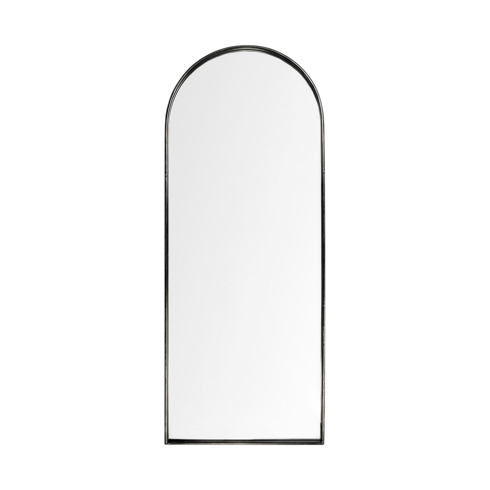 70" Black Metal Arch Framed Full Length Hanging Mirror