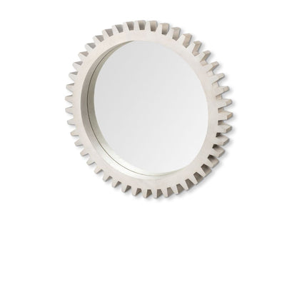 36" White Abstract Framed Accent Mirror