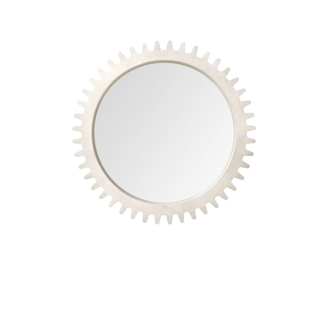 36" White Abstract Framed Accent Mirror