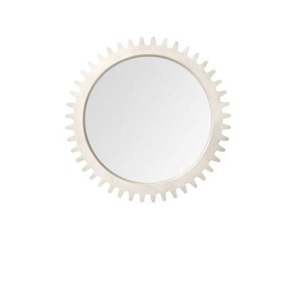 36" White Abstract Framed Accent Mirror