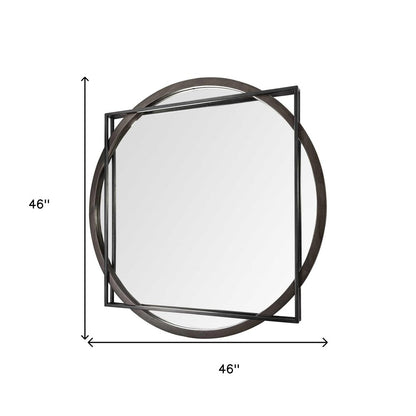 46" Black Abstract Metal Framed Accent Mirror