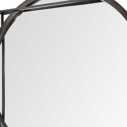 46" Black Abstract Metal Framed Accent Mirror