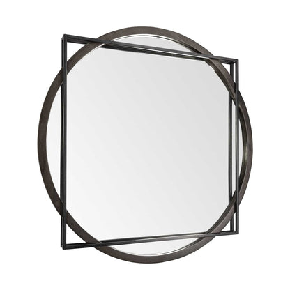 46" Black Abstract Metal Framed Accent Mirror