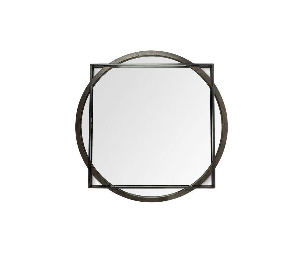 46" Black Abstract Metal Framed Accent Mirror