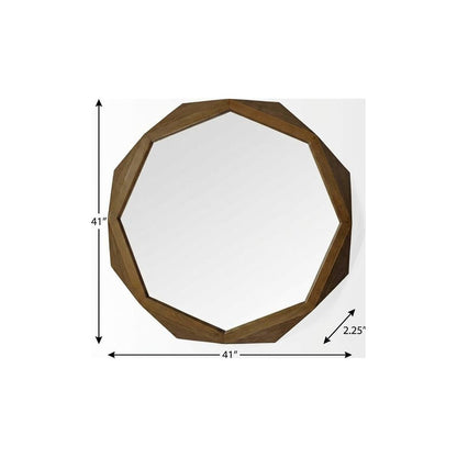 41" Brown Solid Wood Octagon Framed Accent Mirror