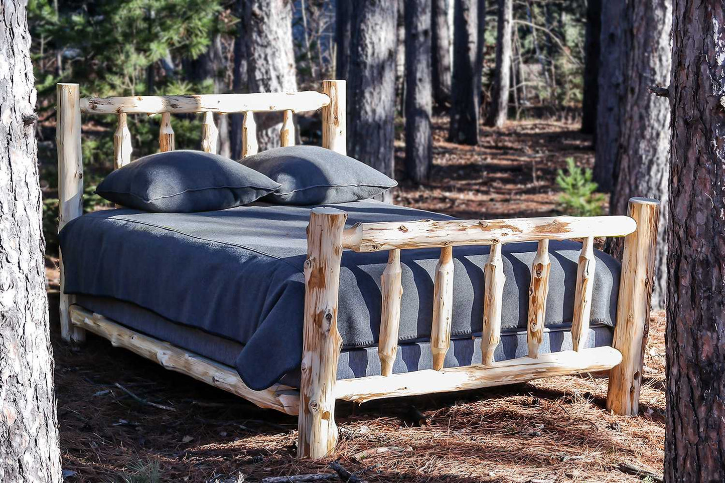 Gray Solid Wood Full No Bed Frame with Trundle