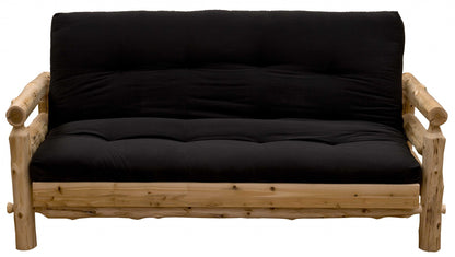 83" Black 100% Cotton Sleeper Sleeper Sofa With Wood Brown Legs