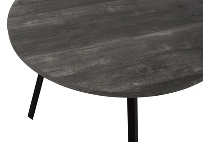47" Gray And Black Rounded Metal Three Leg Base Dining Table