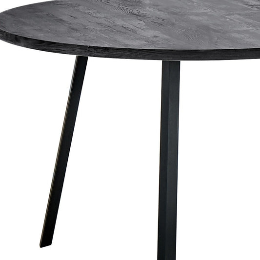47" Gray And Black Rounded Metal Three Leg Base Dining Table