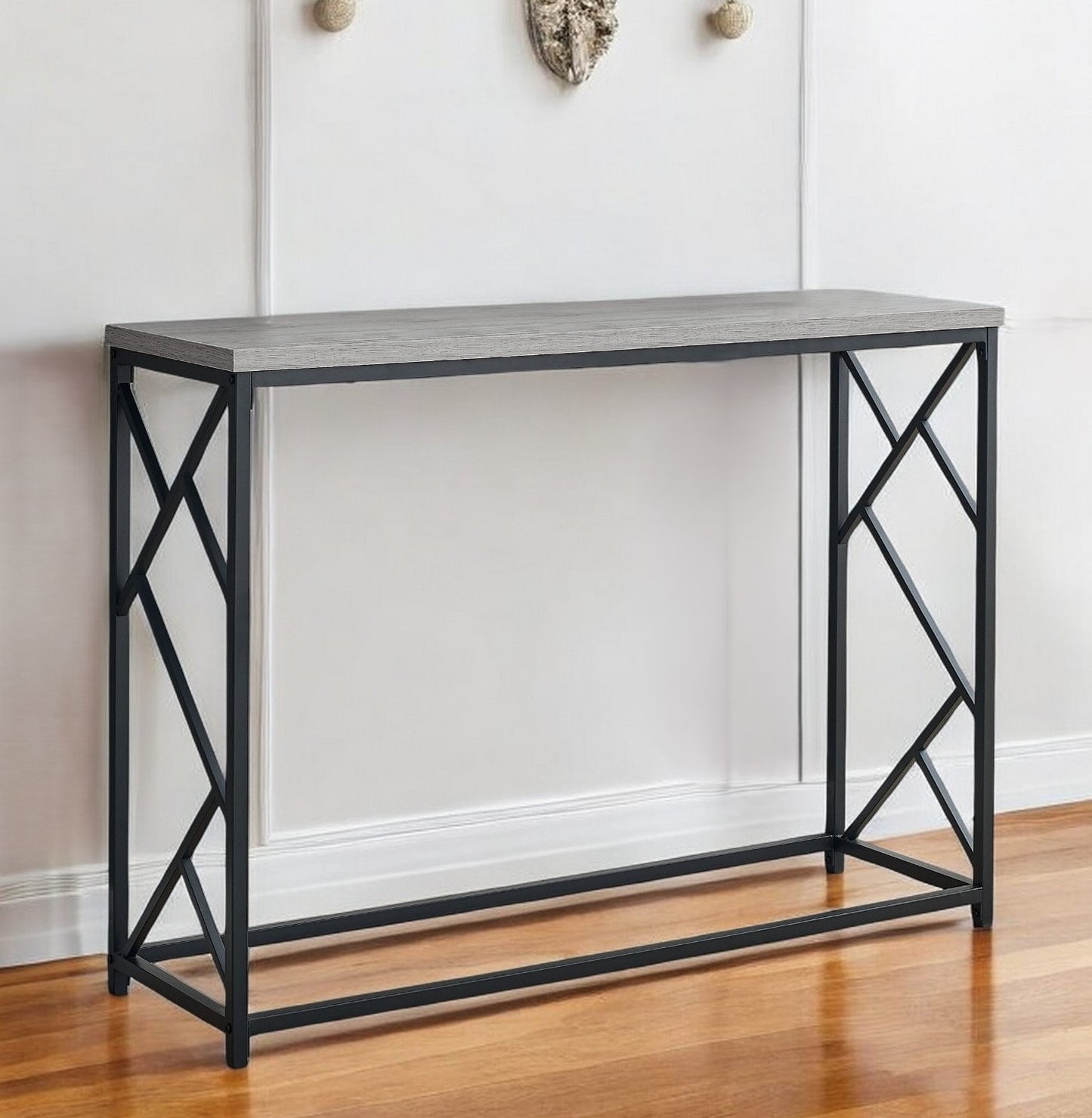 44" Gray and Black Frame Console Table