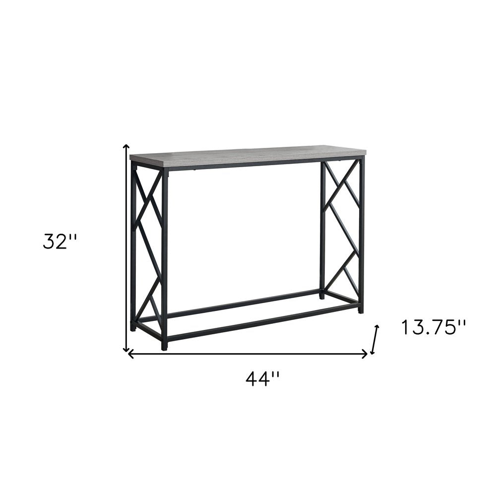 44" Gray and Black Frame Console Table