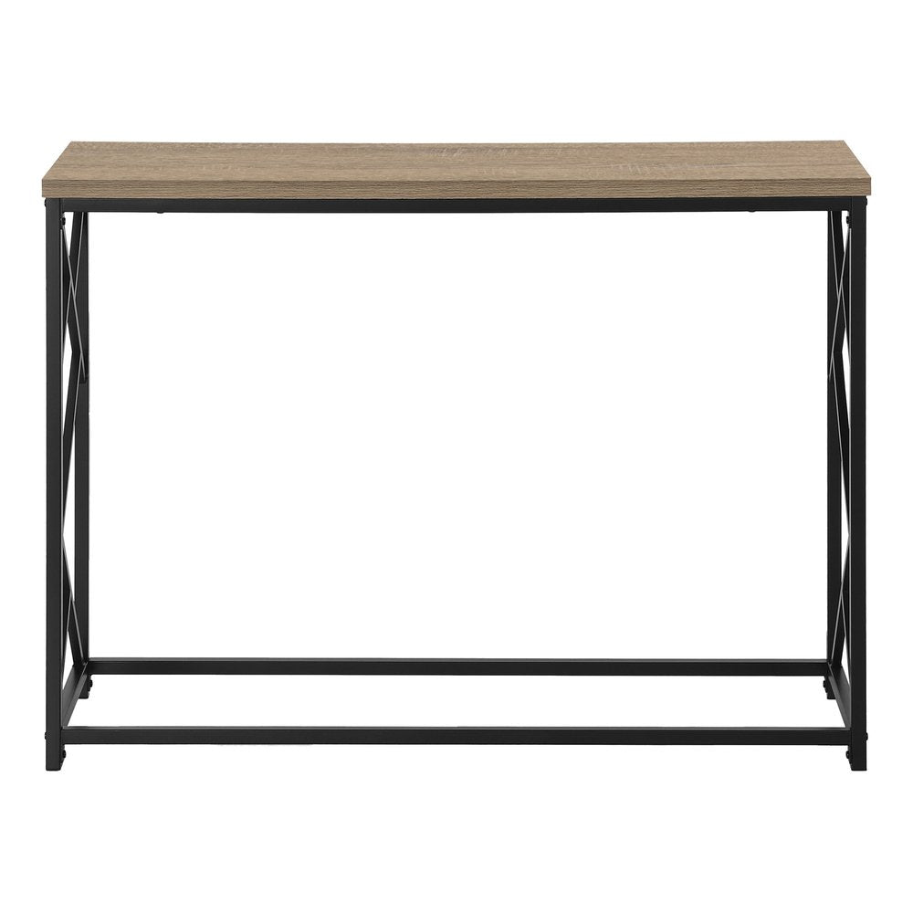 44" Taupe and Black Wood and Metal Frame Console Table