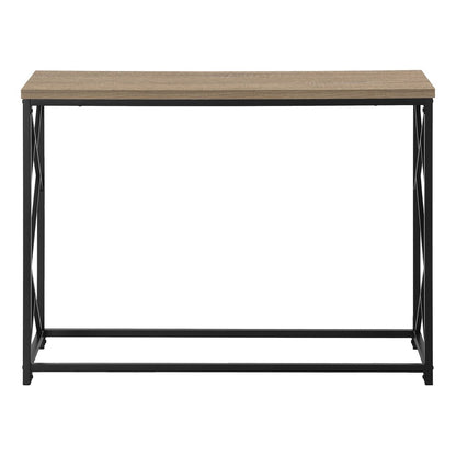 44" Taupe and Black Wood and Metal Frame Console Table