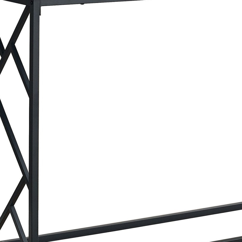 44" Taupe and Black Wood and Metal Frame Console Table