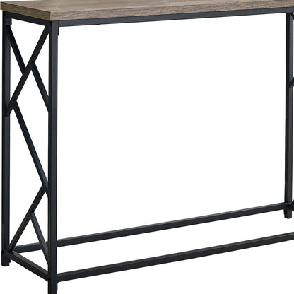44" Taupe and Black Wood and Metal Frame Console Table