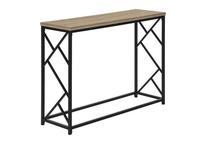 44" Taupe and Black Wood and Metal Frame Console Table