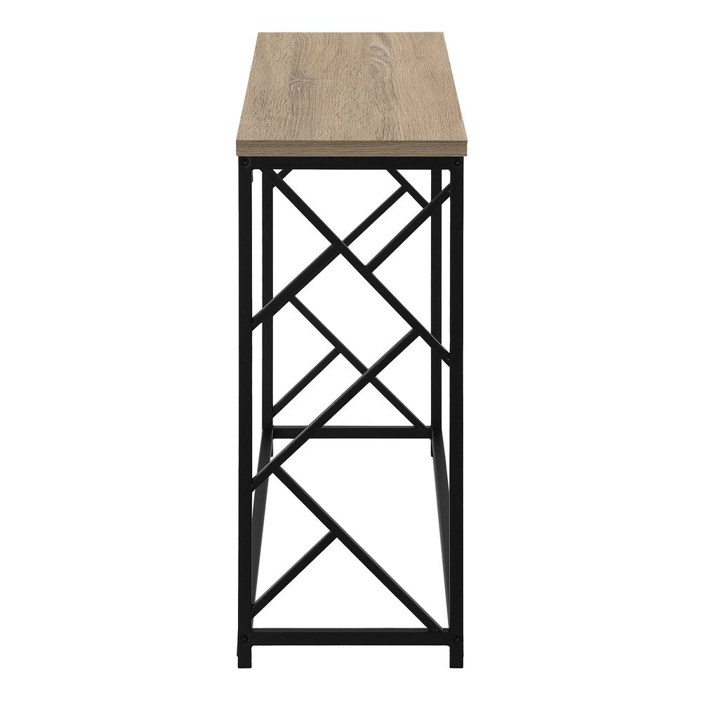 44" Taupe and Black Wood and Metal Frame Console Table