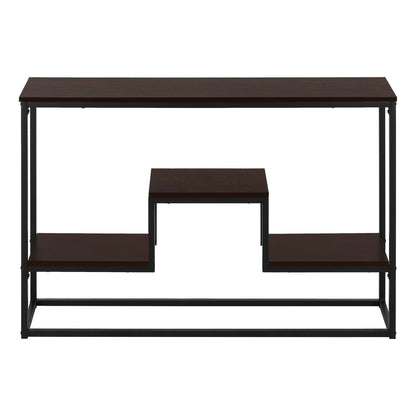 48" Brown and Black Frame Console Table With Shelves