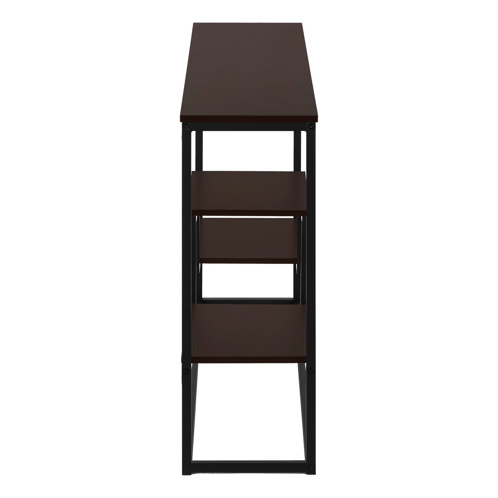 48" Brown and Black Frame Console Table With Shelves