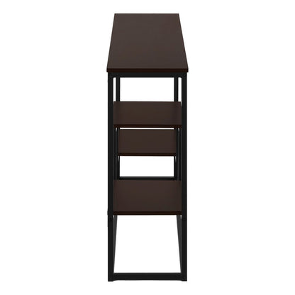 48" Brown and Black Frame Console Table With Shelves