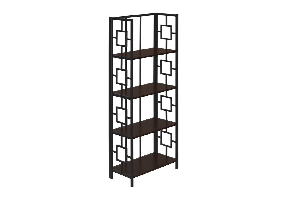 62" Espresso Metal Geometric Bookcase