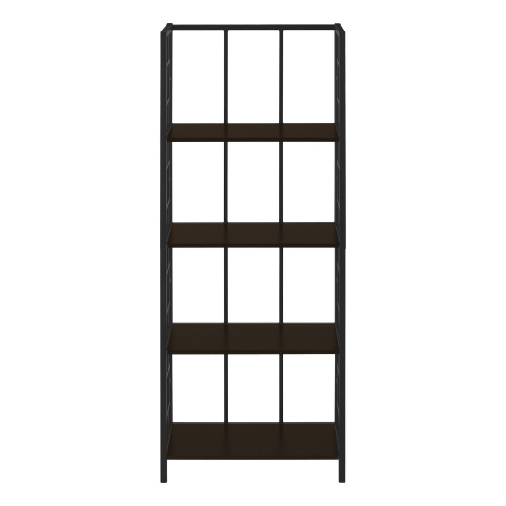 62" Espresso Metal Geometric Bookcase