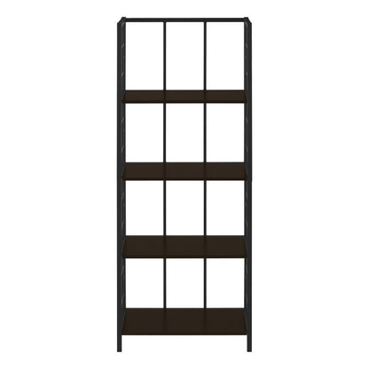 62" Espresso Metal Geometric Bookcase