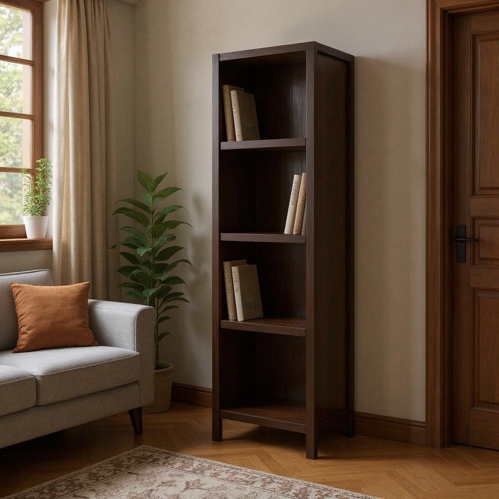 62" Espresso Metal Geometric Bookcase
