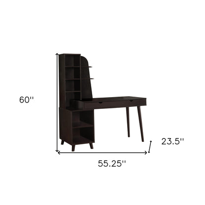 55" Espresso Computer Desk With Two Drawers